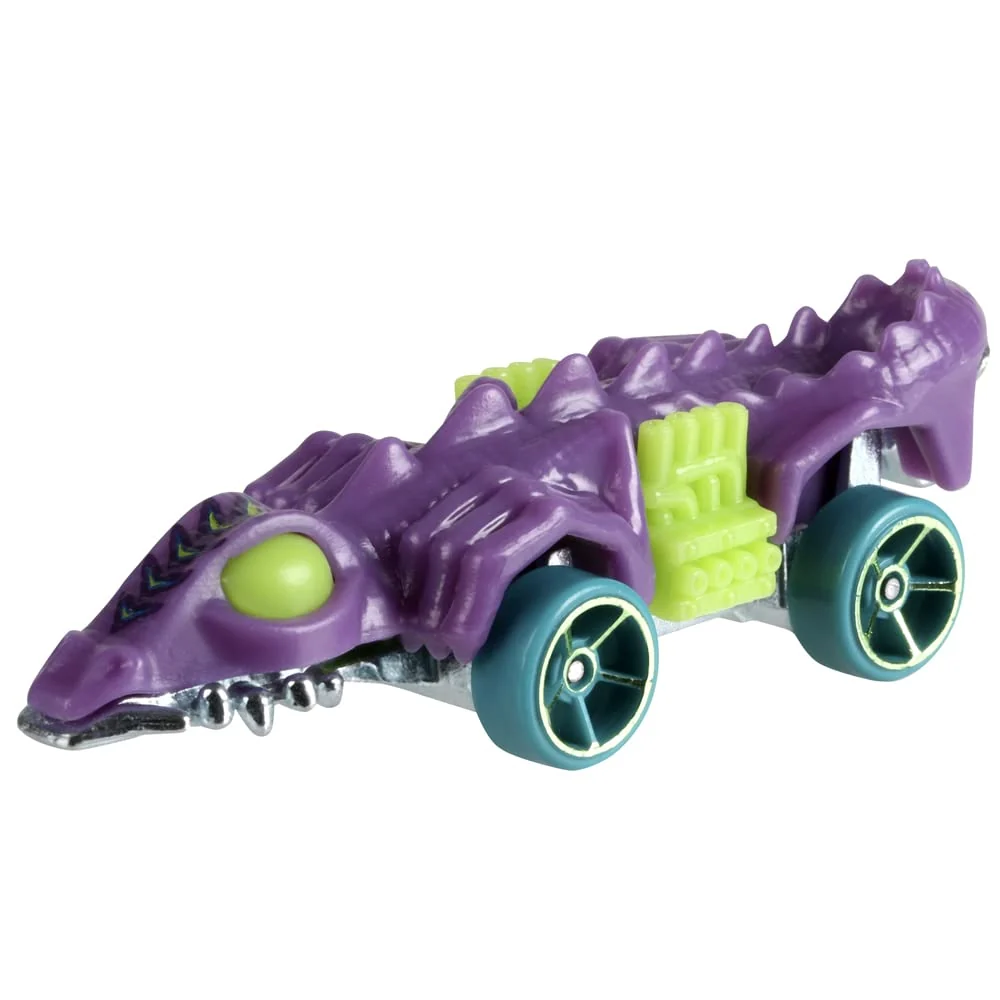 Unique Hot Wheels Collectible Die-Cast Vehicle - Fangster from HW Dino Riders Collection Purple and Green Dinosaur Car Durable