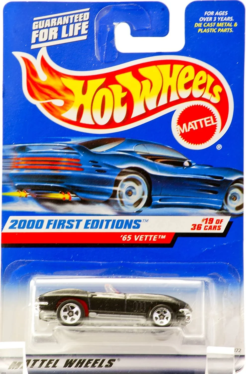 Casual Hot Wheels 2000 - Mattel 65 Vette Convertible - Metallic Black - Red Interior - 5 Spoke Wheels - 19 of 36 - New - Out of Production - Limited… Fashionable