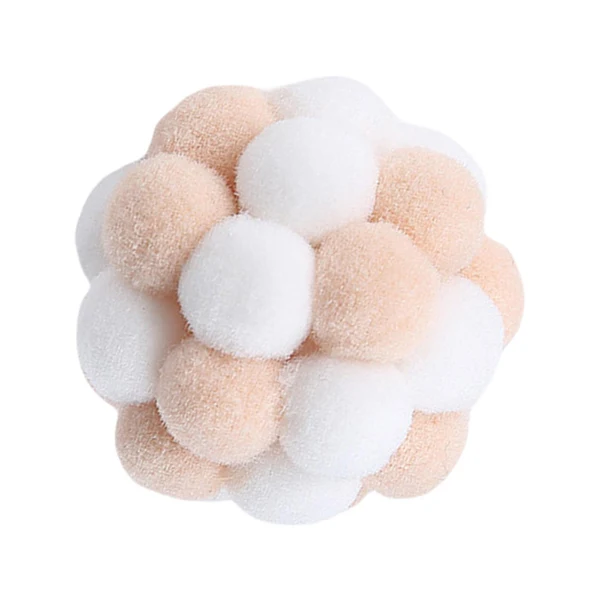 Secure Maxbell Cat Toy Balls with Bells Soft Indoor Cats Kitty Kitten Interactive Cat Toys White Light Brown Organic