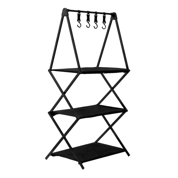 Detailed Maxbell Folding Storage Shelves Organizing Rack Portable for Kitchen Picnic Black 3 Tier Innovative