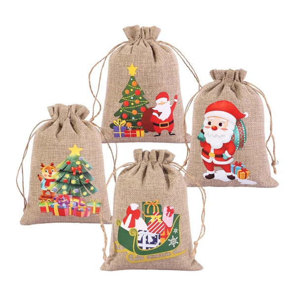Authentic Maxbell 4x Christmas Burlap Gift bags Christmas Sacks for Party Superior
