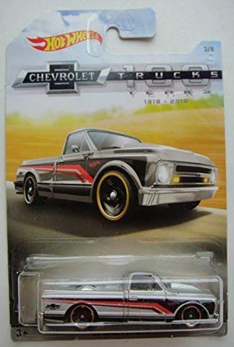 Comfortable Hot Wheels Chevrolet Trucks 100 Years Silver '67 Chevy C10 3 8 Top-Quality