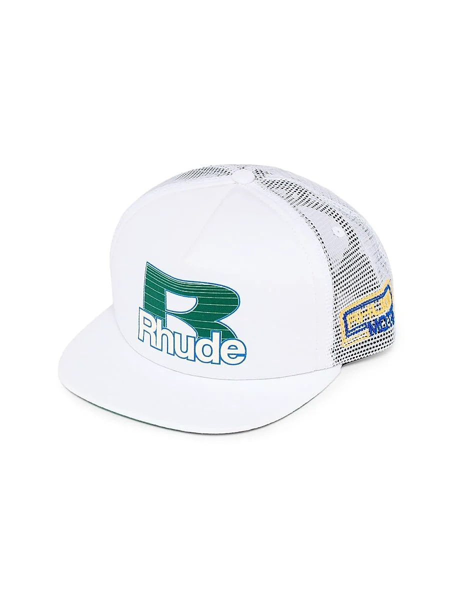 Classic Rhude Roadway Racing Trucker Hat White Healthy