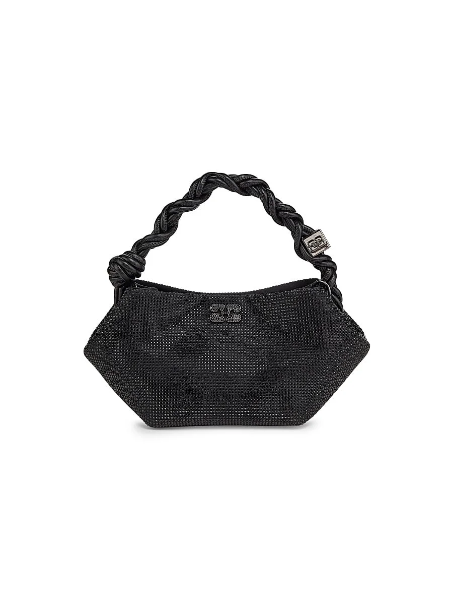Trendy Ganni Mini Bou Strass-Embellished Top Handle Bag Black Contemporary