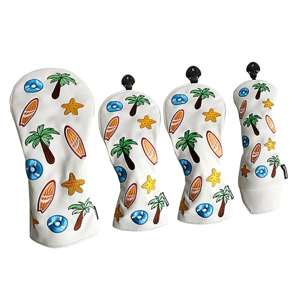 Enhanced Maxbell Maxbell Set of 4Pcs 1 3 5 UT Woods Golf Head Covers Tree Pattern White First-Class