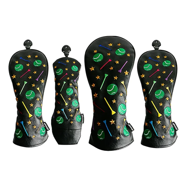 Fine Crafted Maxbell Maxbell Set of 4Pcs 1 3 5 UT Woods Golf Head Covers Ball Pattern Black Proven