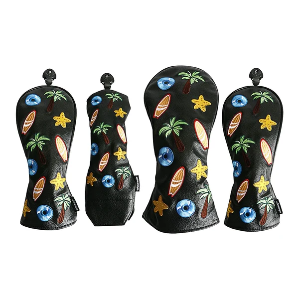 User-Friendly Maxbell Maxbell Set of 4Pcs 1 3 5 UT Woods Golf Head Covers Tree Pattern Black Premium