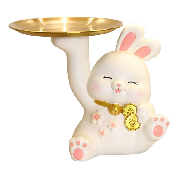 Soft Maxbell Maxbell Resin Bunny Statue with Tray Jewelry Storage for Bedroom Entrance Decor Right Refined