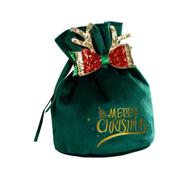 Practical Maxbell Maxbell Christmas Treat Bags with Drawstrings Lovely Party Favors New Year Small Bowknot Green Enhanced