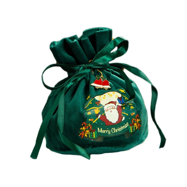 Safe Maxbell Maxbell Christmas Treat Bags with Drawstrings Lovely Party Favors New Year Small Green Santa Long-Lasting