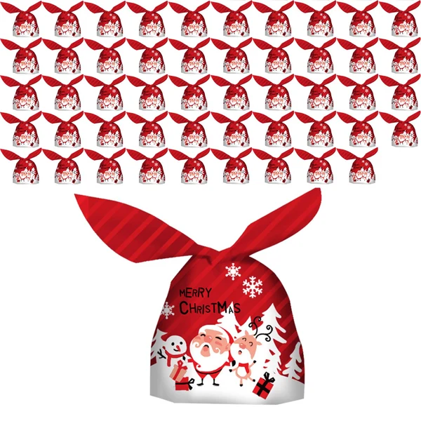 Elite Maxbell Maxbell 50 Pieces Christmas Bags Goody Gift Bags Bulk Red Santa Efficient