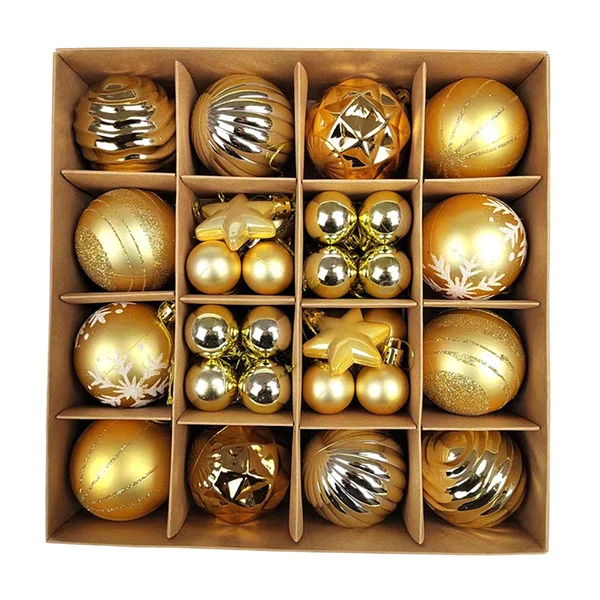 Advanced Maxbell Maxbell 42x Christmas Balls Ornaments 3cm-6cm Decoration for Home Holiday Wedding Golden Detailed