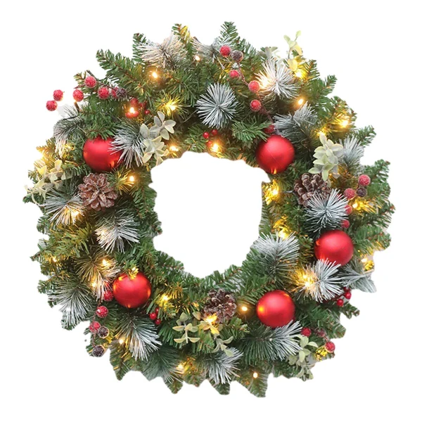Fast Maxbell Maxbell Light up Christmas Wreath with Cones Garland for Outside Winter Decor 30cm High-End