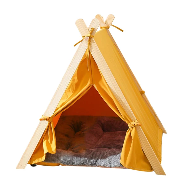 Stylish Maxbell Maxbell Pet Teepee Dog Puppy Cat Bed Pet Tents Nest Play House for Pets Supplies Yellow High-Quality