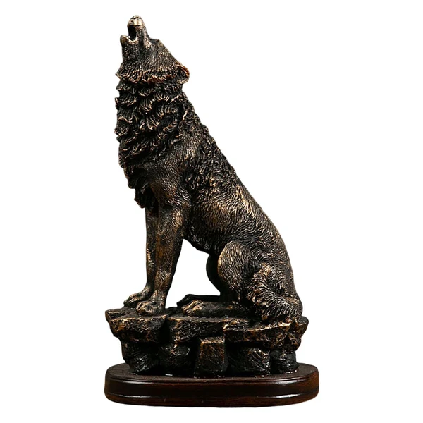 Reliable Maxbell Polyresin Wolf Figurine Ornament Collectable for Bookshelf Office Cabinet Stylish