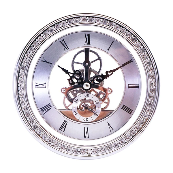 Traditional Maxbell 5.83inch Dial Skeleton Clock Insert Retro Round for Home Office Living Room Silver Flexible