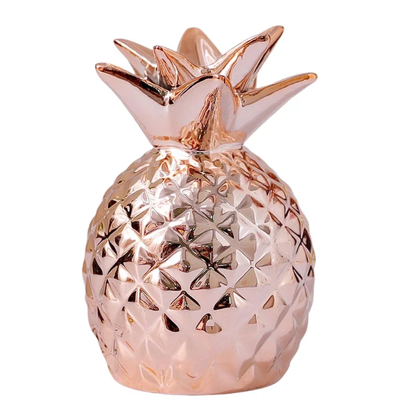 Artisan Maxbell Creative Pineapple Shape Money Box Desktop Statue Storage Cans for Crafts Rose Gold Optimized