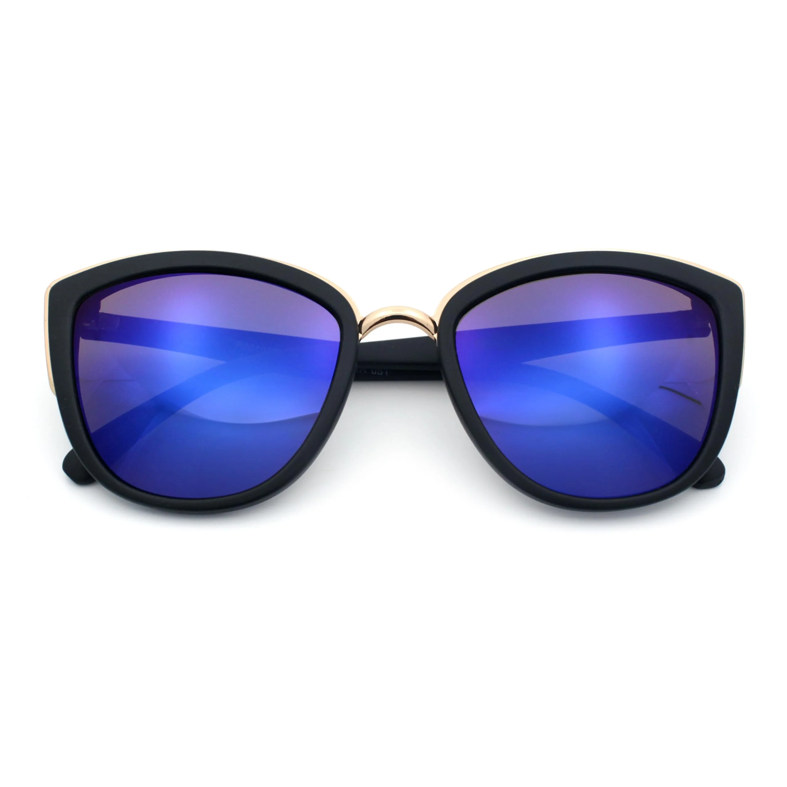 Casual SA106 Womens Color Mirror Mirrored Lens Oversize Cat Eye Sunglasses Black Blue User-Friendly