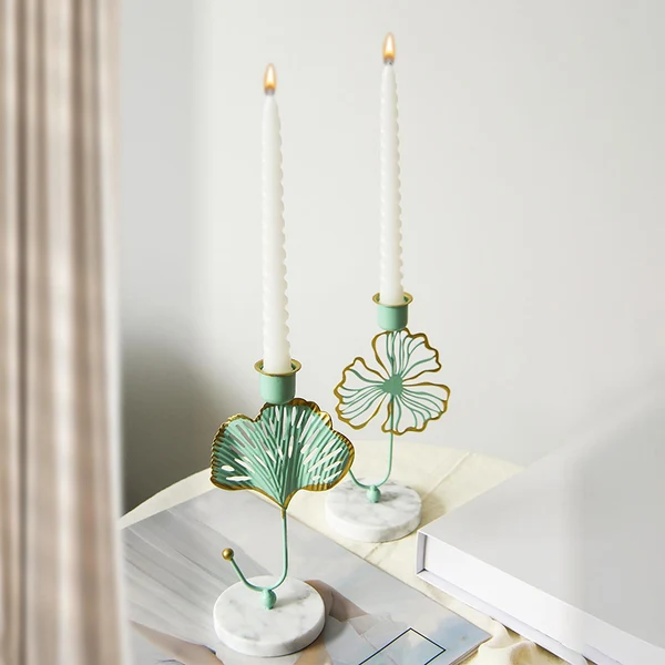 Versatile Maxbell Maxbell Leaves Decorative Taper Candles Holders Prayer Candles Party Candlestick Leaves Green Authentic