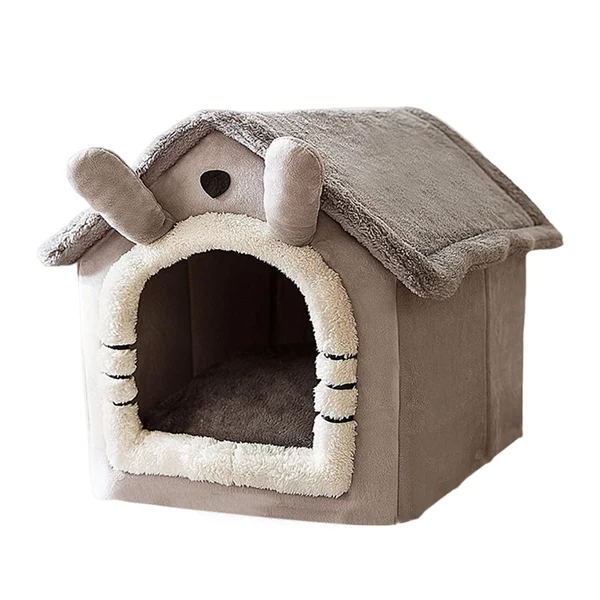 Official Maxbell Dog Bed House Removable Cushion Soft Plush Semi Enclosed Cute Cat Bed Gray Excellent