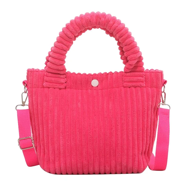 Secure Maxbell Fashion Corduroy Tote Bag Casual Bucket Pouch Handbags Shopping Travel pink Authentic
