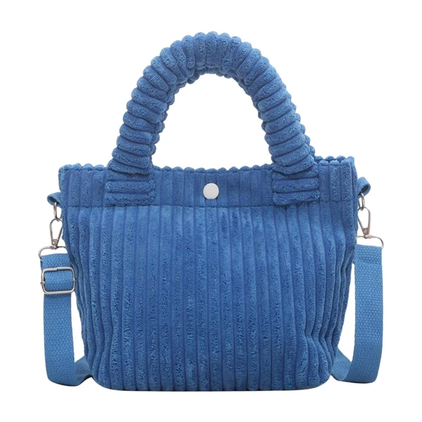 First-Class Maxbell Fashion Corduroy Tote Bag Casual Bucket Pouch Handbags Shopping Travel blue Carefully Designed