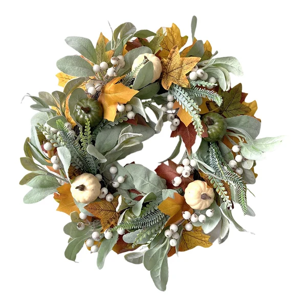 Certified Maxbell Artificial Fall Pumpkin Wreath Photo Props Garland for Wall Natural