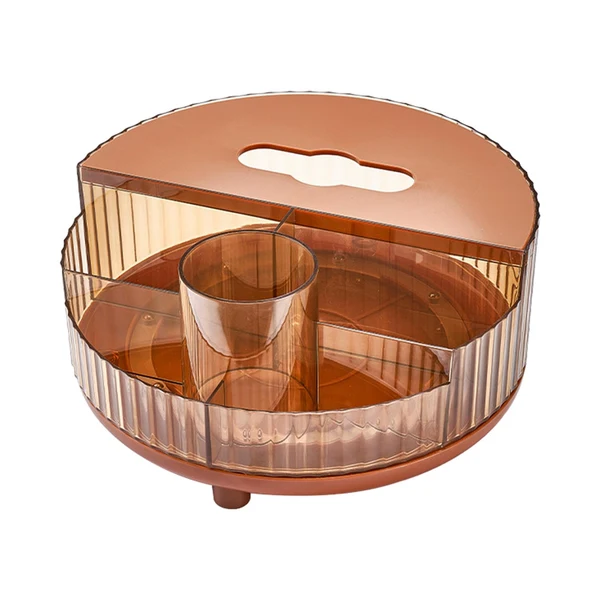 Classic Maxbell Cosmetic Makeup Rack Organizer Container Tabletop for Bathroom Dresser Champagne with Lid Flexible