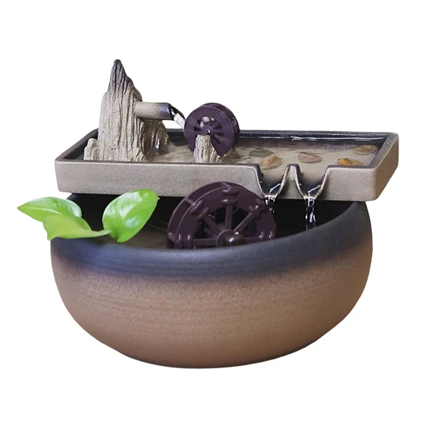 Practical Maxbell Fountain Waterfall Meditation Fish Tank Decoration Desktop for Sculpture 22x17cm Powerful