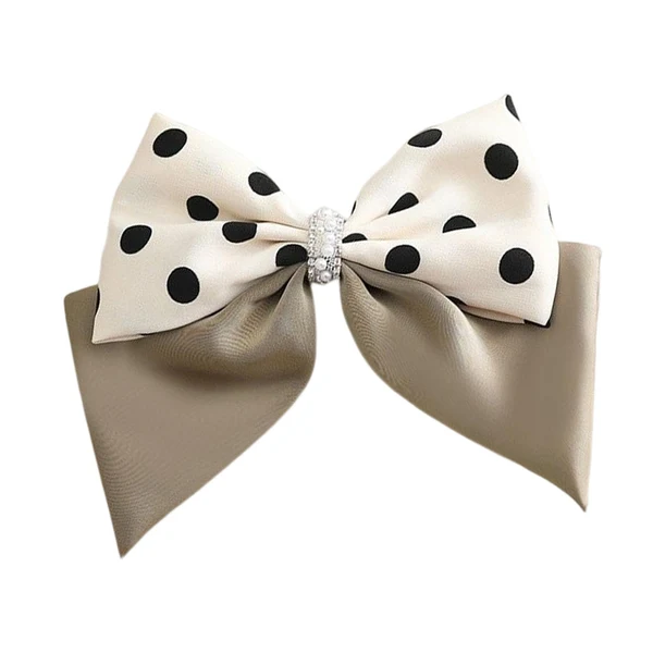Breathable Maxbell Large Bow Hair Clip with Dot Headwear Elegant Women for Party Wedding Khaki Quality
