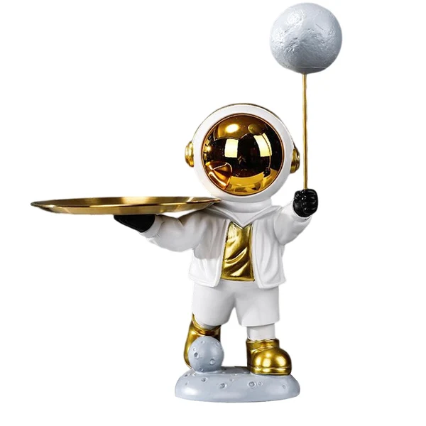 Top-Quality Maxbell Resin Astronaut Desk Storage Tray Statue Creative Modern for Decoration White Exceptional
