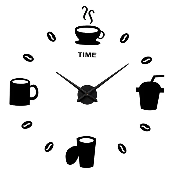 Casual DIY Wall Clock Stickers Silent Round Frameless for Bedroom Home Decor Black Modern