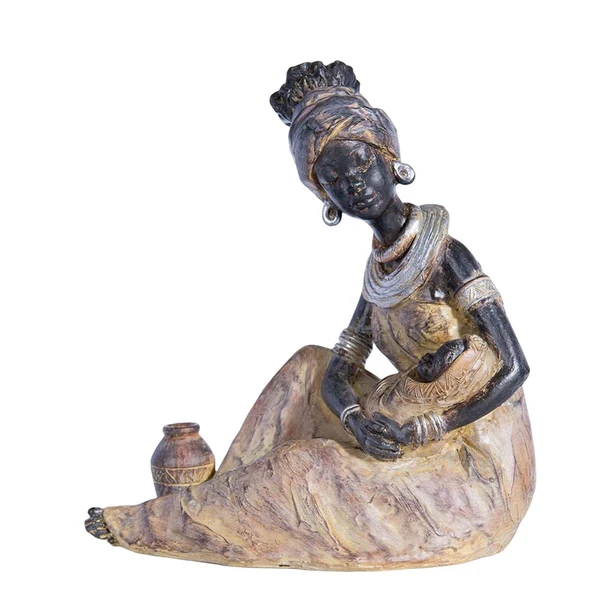 Top-Quality Maxbell African Statues African Women Figure Tribal Lady Figurine for Bookshelf Certified