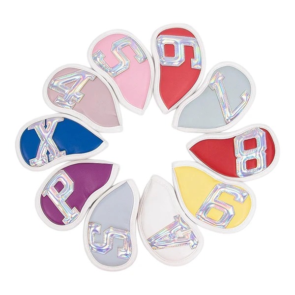 Elegant Maxbell 10x Multicolor Golf Irons Headcover Set Reflective Head Cover PU Multicolour White Exceptional
