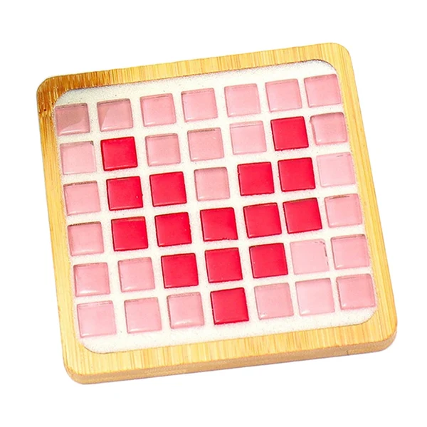 Unique Maxbell Wood Tray Place Mat Hotel Pads Home DIY Mosaic Coaster Kit for Adult Kids Pink Red Certified