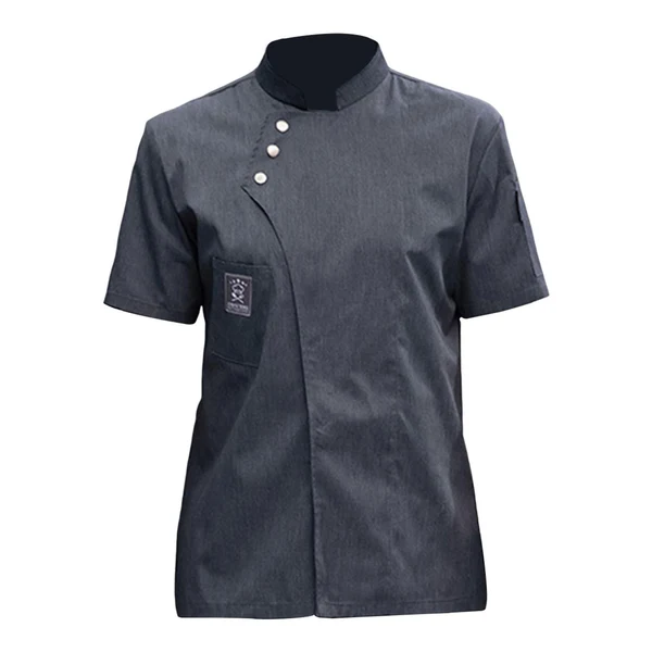World-Class Maxbell Chef Jacket Short Sleeve Cooking Clothes Simple Chef Coat for Restaurant Gray XXXL Smart