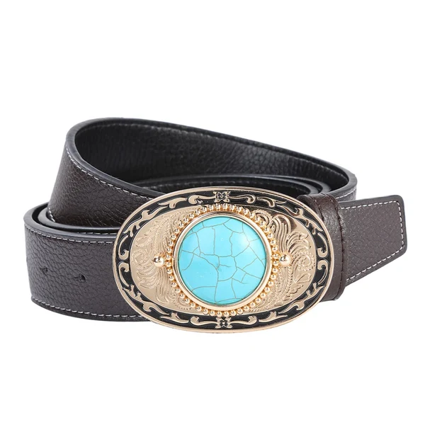 Powerful Maxbell Fashion Cowboy Belt Buckle Women Waistband Strap Adjustable for Men Dress Green