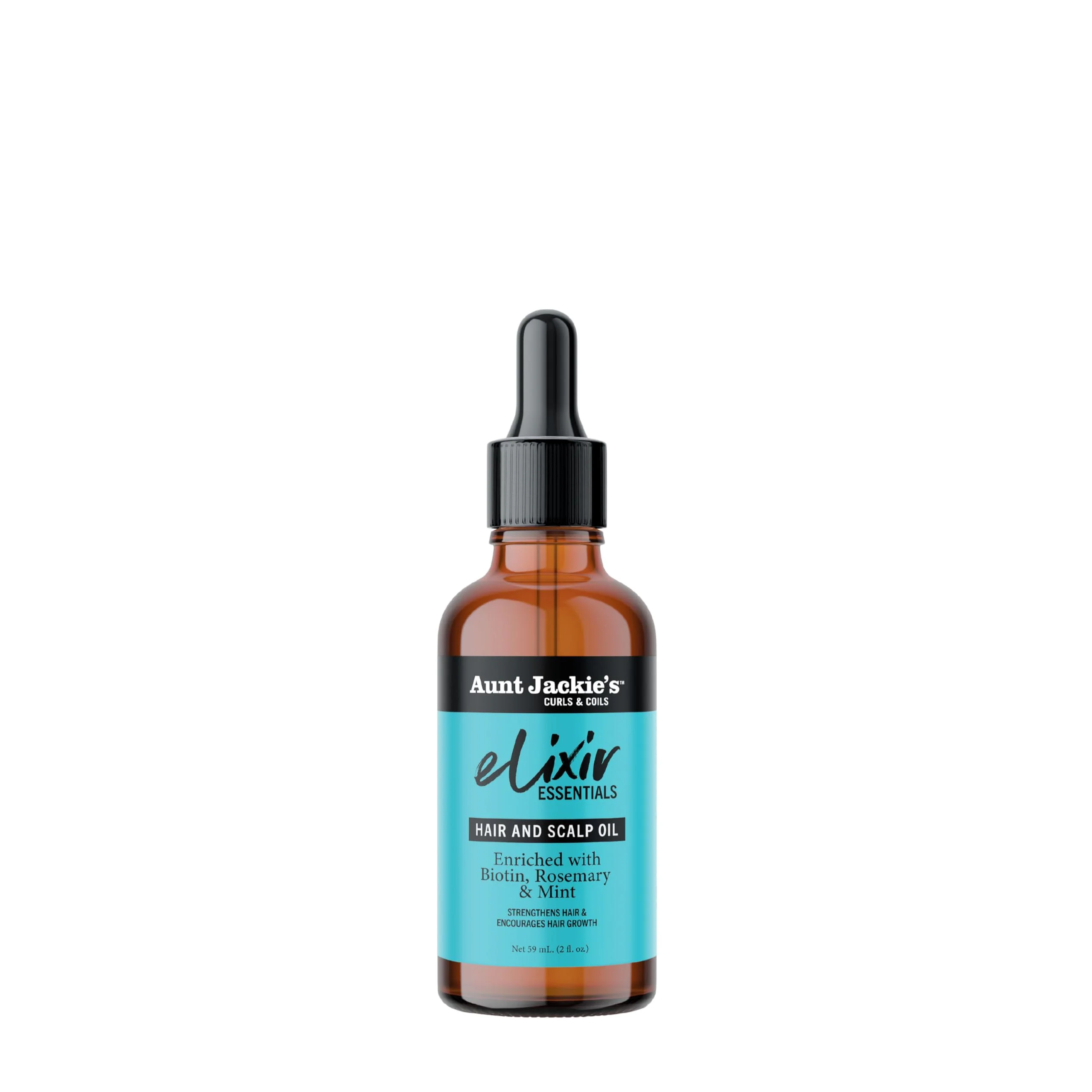 Convenient Aunt Jackie's Elixir Essentials Hair Scalp Oil Enriched with Biotin Rosemary Mint Nourishes Thickens Supports Hair Growth 2 oz Classic
