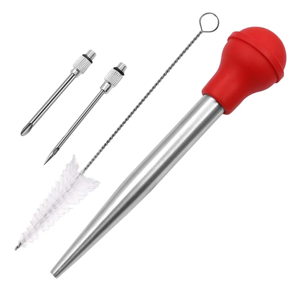 High-Performance Maxbell Stainless Steel Turkey Seasoning Tool Manual Pump for Red Durable