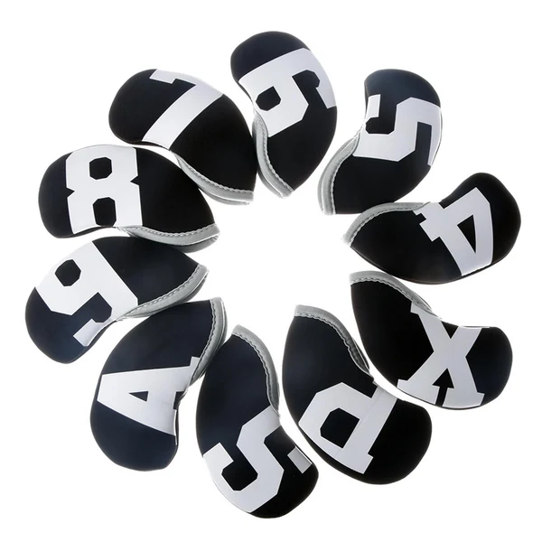 Solid Maxbell 10x Neoprene Golf Iron Headcovers Anti Scratch Wedges Covers with Number Tag black and white Long-Lasting