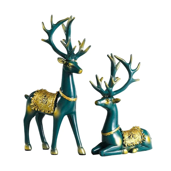 Contemporary Maxbell 2x Deer Statue Animal Figurine Elk Sculpture for Bookshelf Office Decoration Luxury