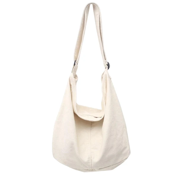 Convenient Maxbell messenger Bag High Capacity Reusable Canvas Tote for Gift Shopping Women White Solid
