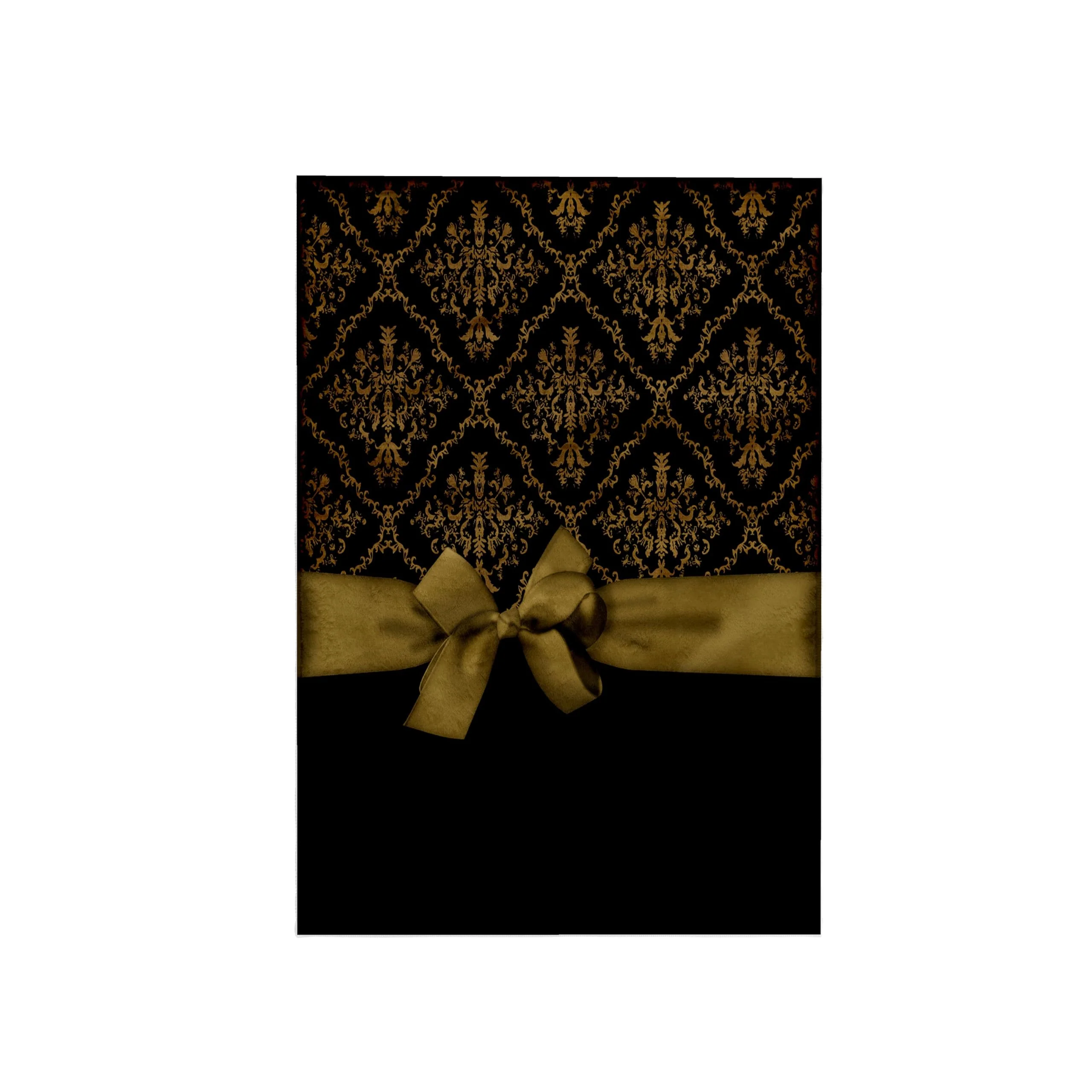 Advanced 3D Rose TWL_223591_1 Ribbon Bow on Damask Design - Black Gold Towel Black Gold 15 x 22 Original