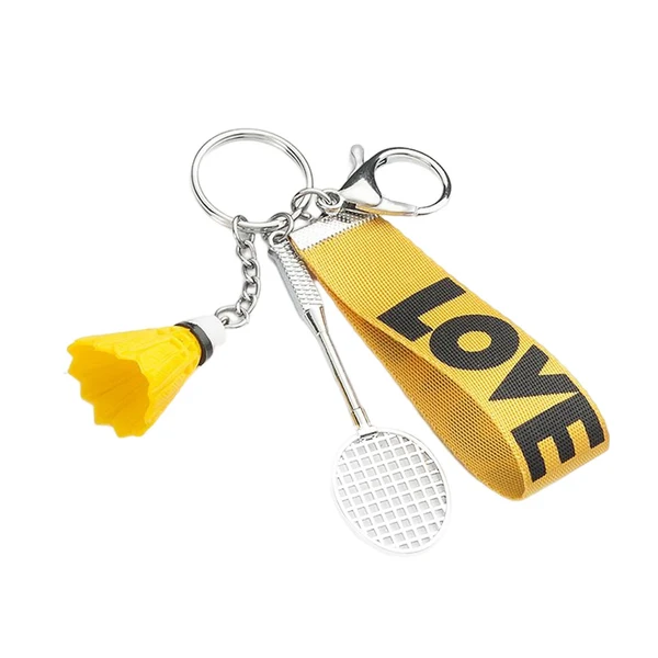 Versatile Maxbell Sports Mini Badminton Keychain Keyring with Wrist Lanyard for Kids Men Yellow Advanced