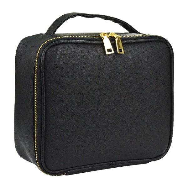 Enhanced Maxbell Makeup Cosmetic Bag Container Washable Organizer Portable PU for Jewelry Black Modern