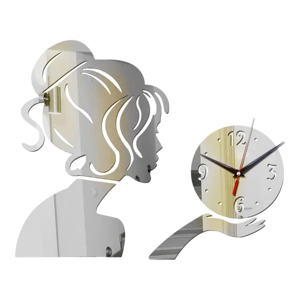 Clean Modern Wall Clock 3D DIY Sticker Creative Wall Clock for Home Decoration Silvers Practical