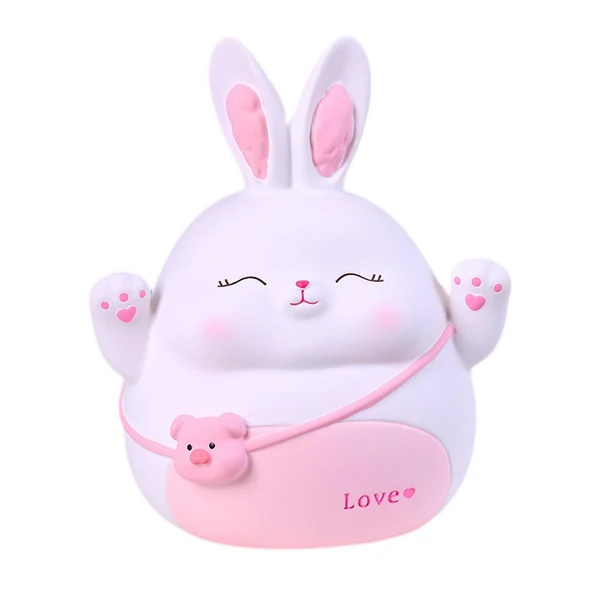 Advanced Maxbell Rabbit Money Bank Animal Bunny Statue Coin Case for Birthdays Gifts White M Modern
