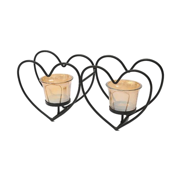 Artisan Maxbell Modern Heart Candle Holder Tealight Candlestick for Home Living Room Holiday Safe