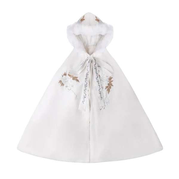 User-Friendly Maxbell Women Cape Chinese Style Hanfu Cloak Poncho Floral Embroidery Jacket White Exclusive