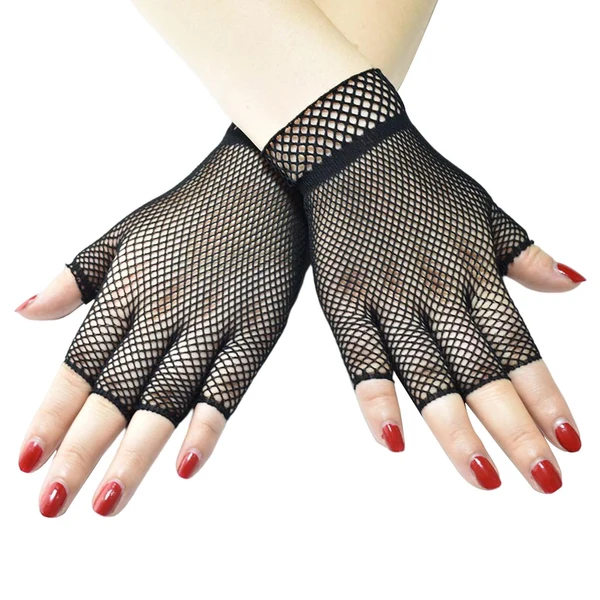 Eco-Friendly Maxbell Black Fish Net Gloves for Adults Cosplay Gloves Night Club Party Supplies Selected